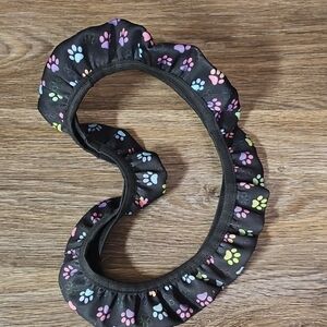 Black Steering Wheel Cover with Colorful Paw Prints